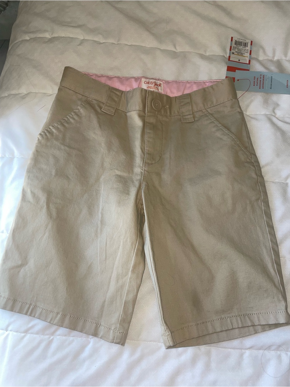 Cat & Jack Khaki Shorts with Pink Waistband